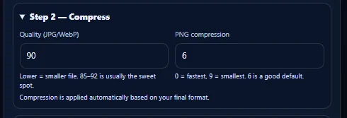 Leave compression at default in Image Tools Studio
