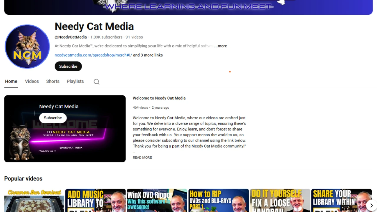 Needy Cat Media YouTube channel banner