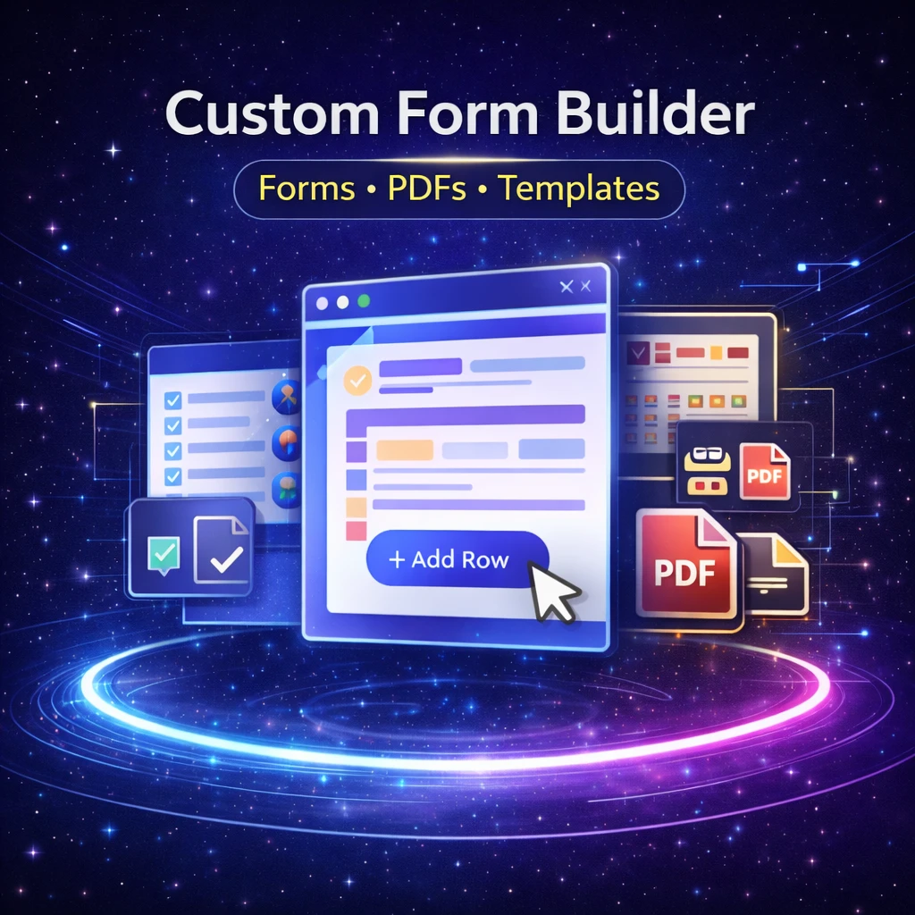 Custom Form Builder for printable planners flyers templates and contact QR codes