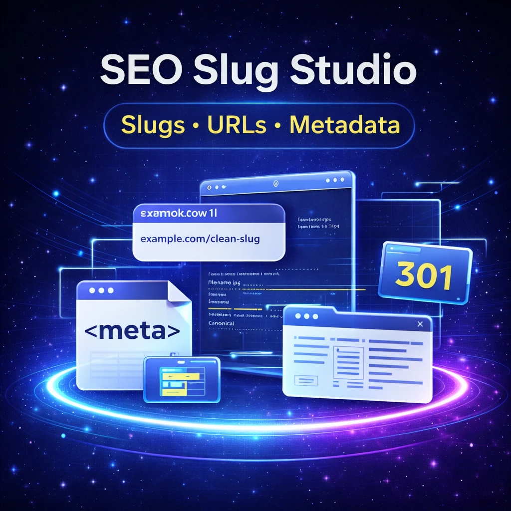 SEO Slug Studio for slugs URLs canonicals redirects and metadata
