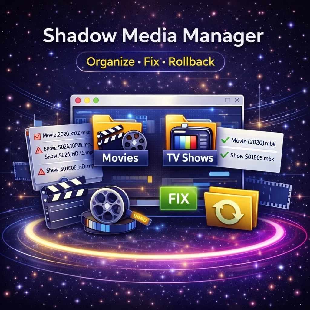 Shadow Media Manager for reviewing and fixing Plex file names and folders