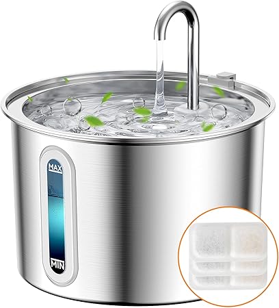 Oneisall Stainless Steel Cat Water Fountain