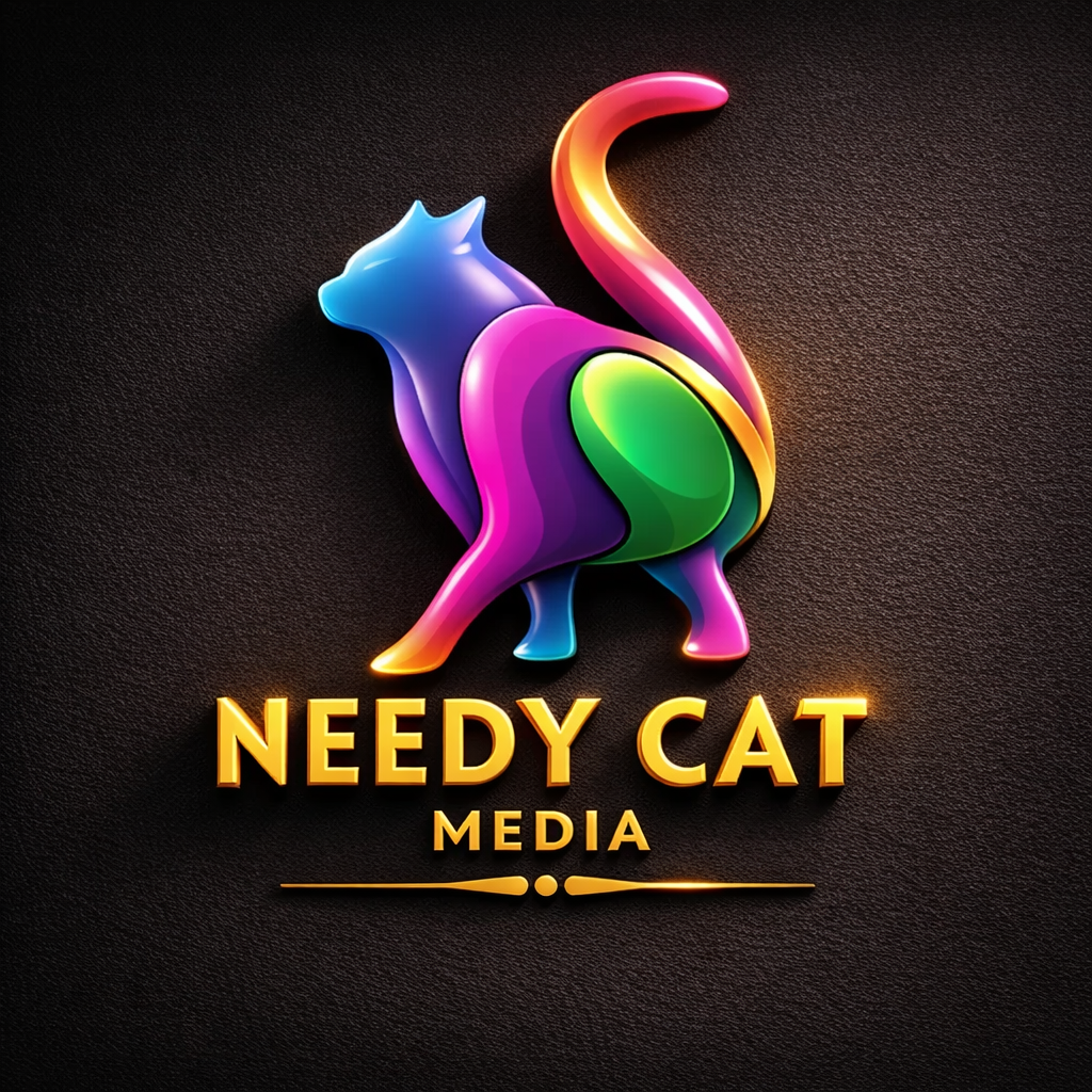 Needy Cat Media 3D early brand mark created in 2026