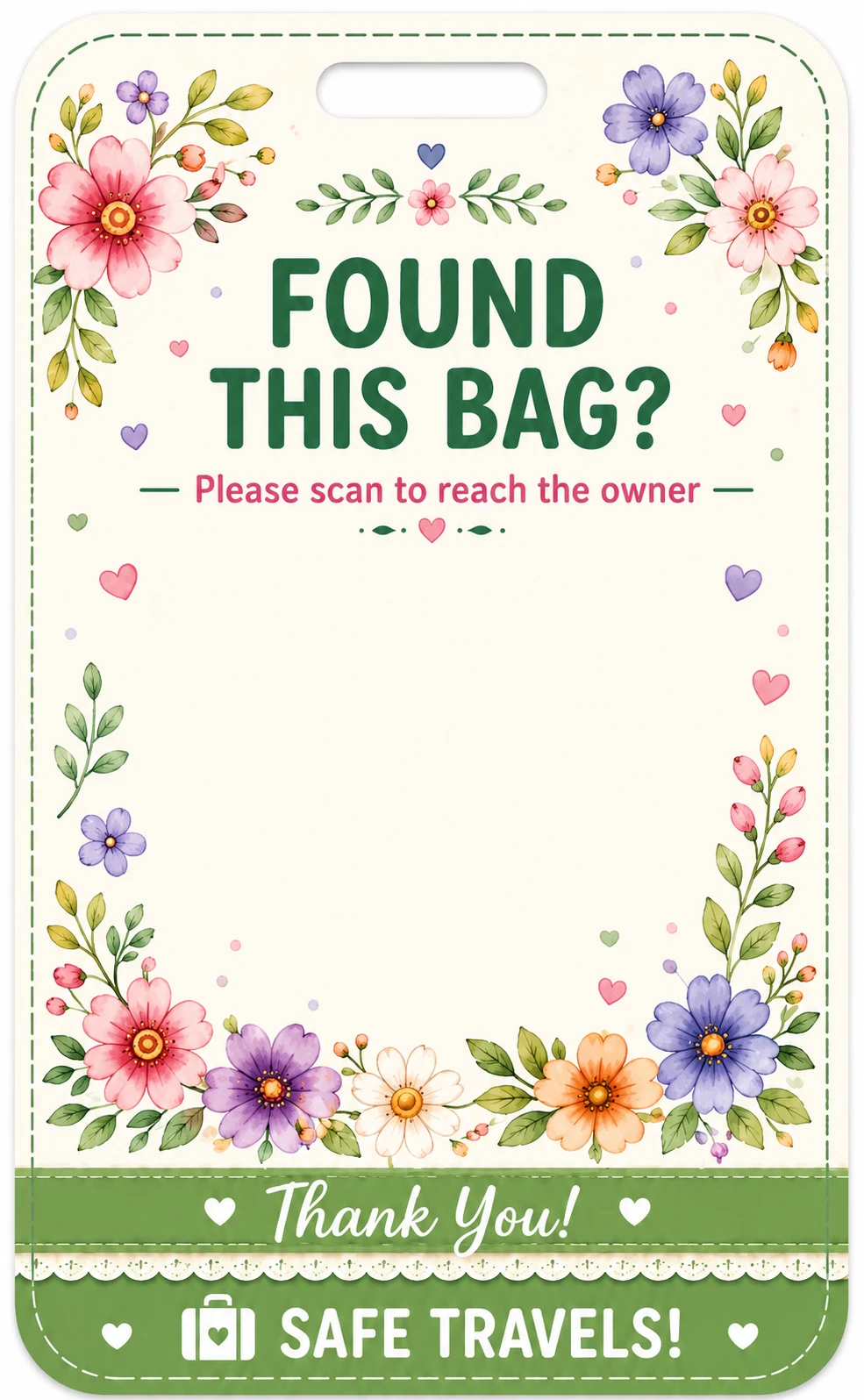Floral Bloom printable QR tag design preview