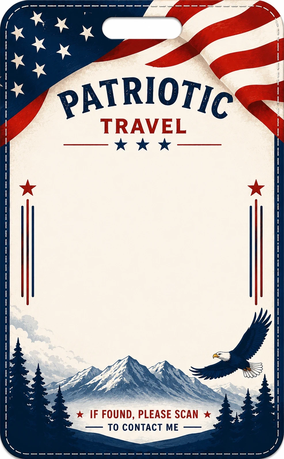 Patriotic Travel printable QR tag design preview