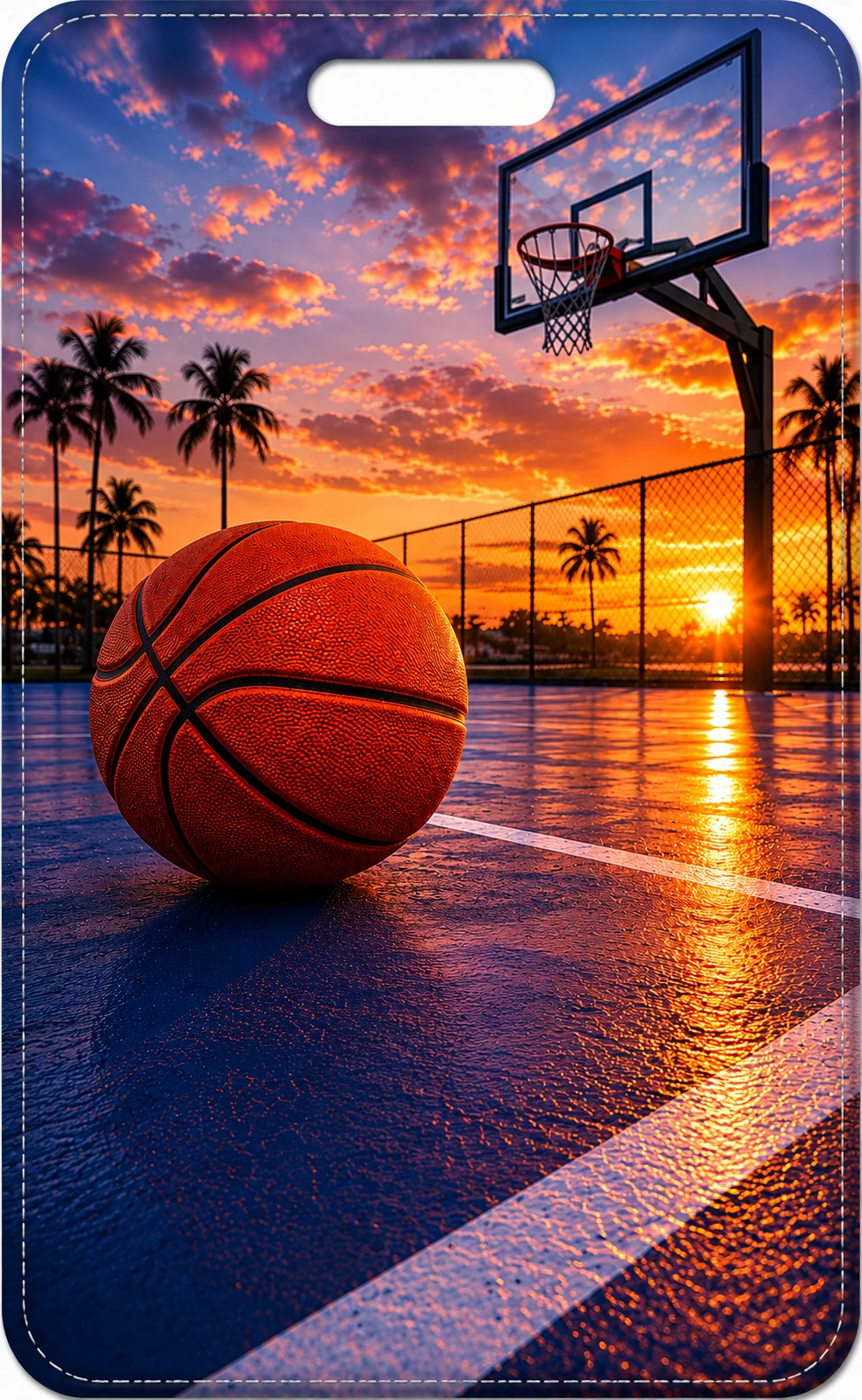 Basketball Sunset printable QR tag design preview