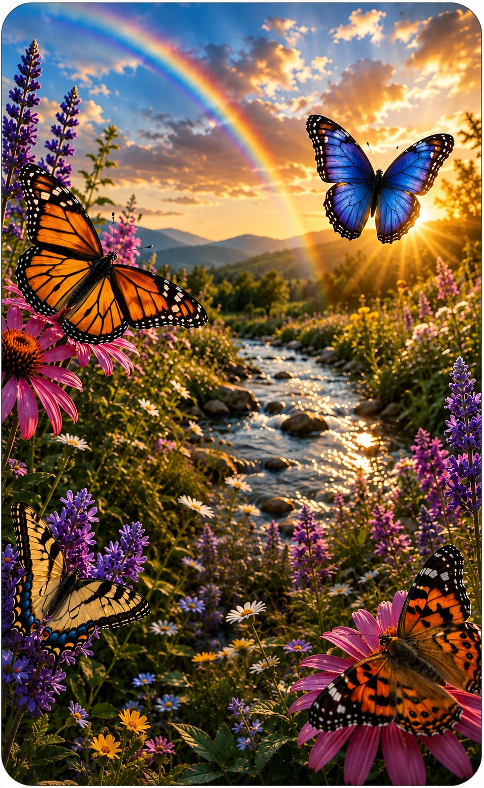 Butterfly Meadow printable QR tag design preview