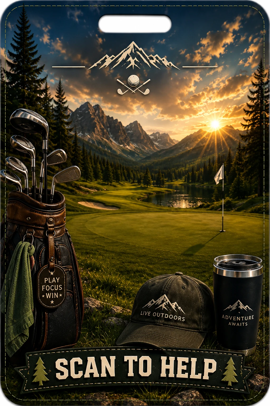 Golf Classic printable QR tag design preview