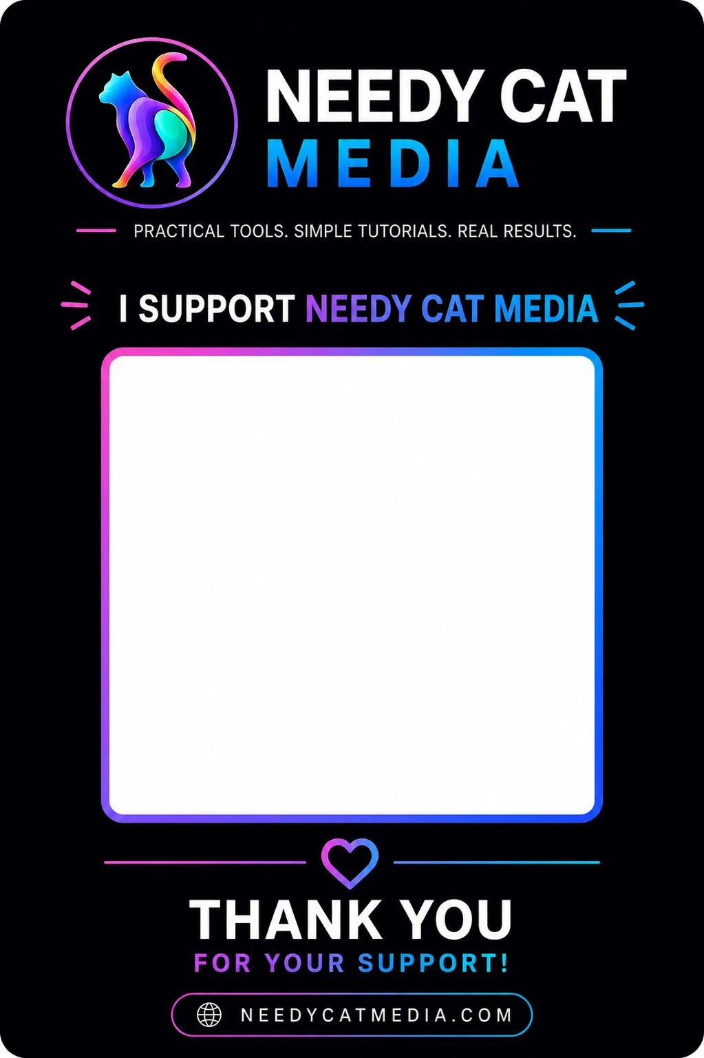 Needy Cat Media support tag preview