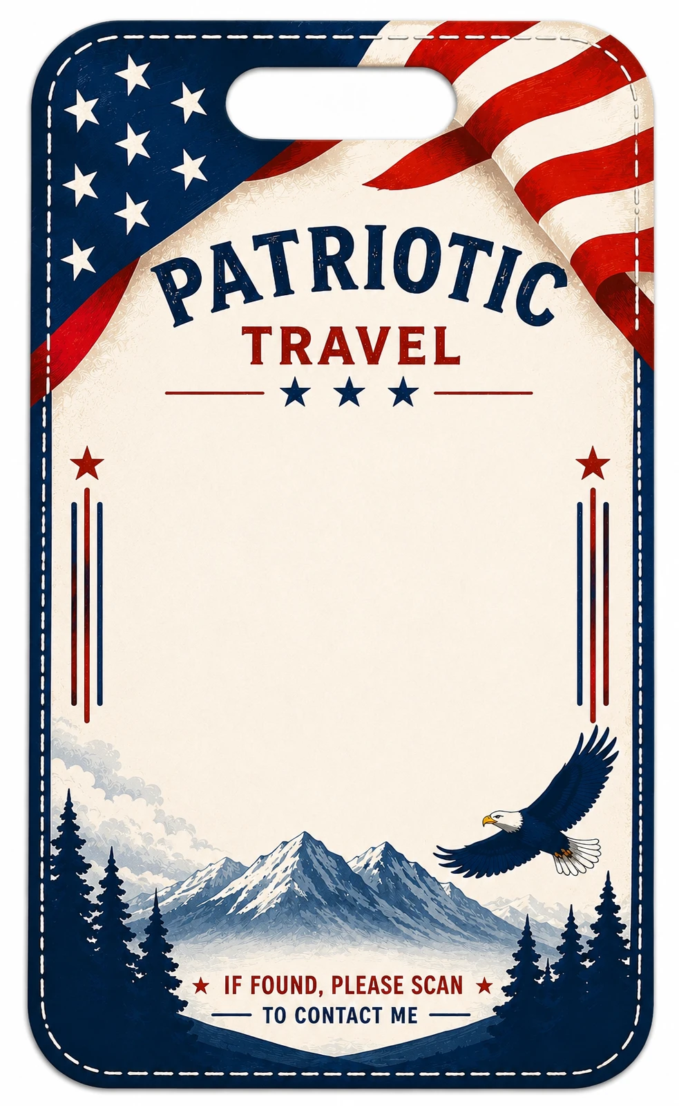 Patriotic Travel printable QR tag design preview