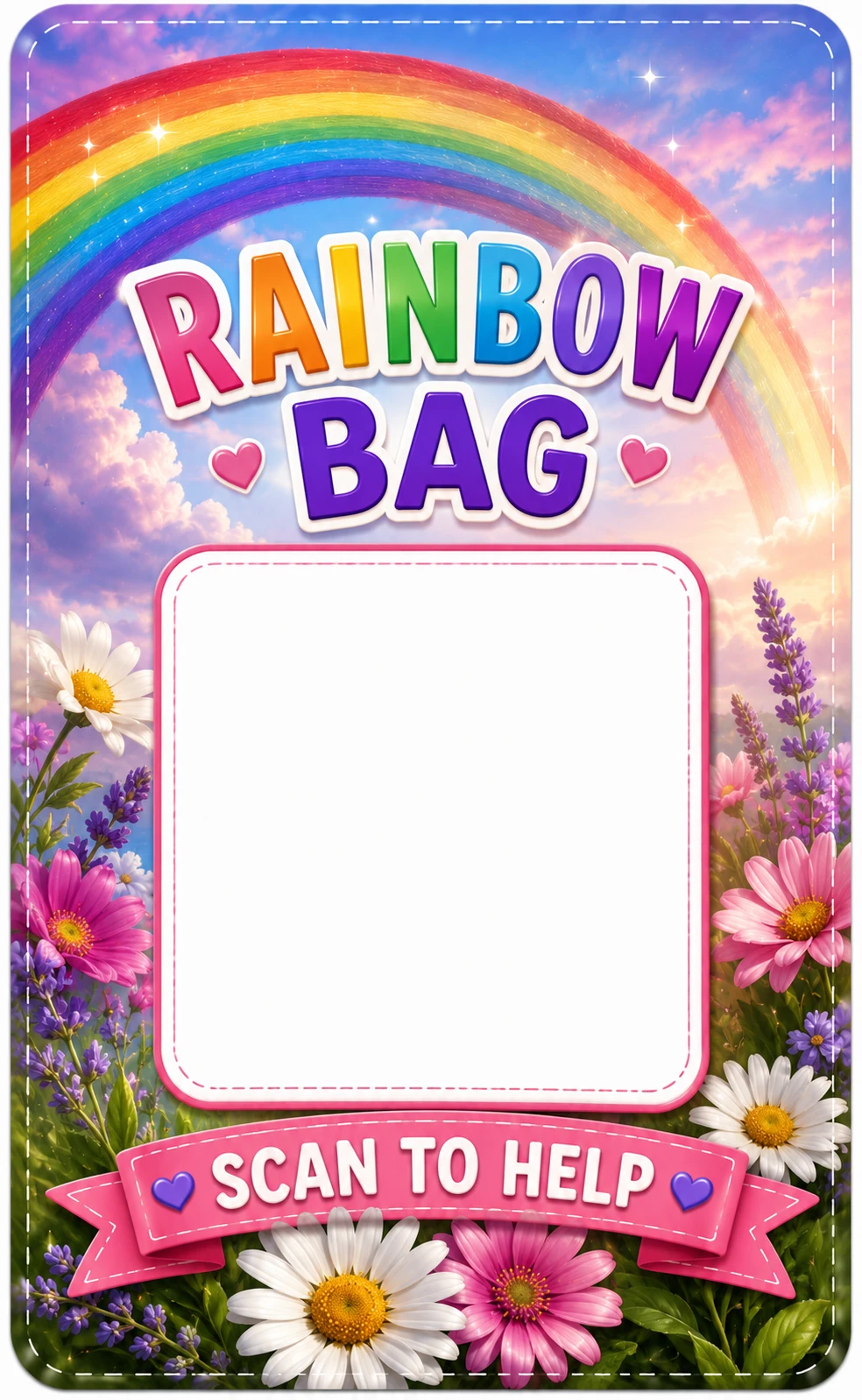 Rainbow small QR tag template preview